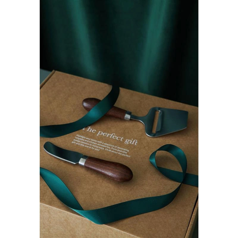 Sagaform - krajacz do sera i nóż do smarowania, drewno wenge/stal nierdzewna Astrid