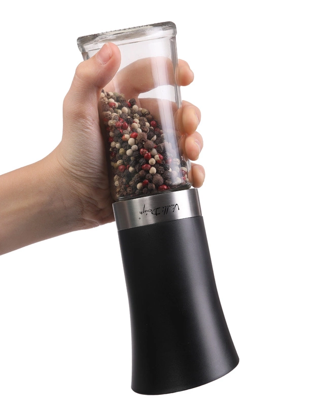 Vialli Design - Grawitacyjny młynek do soli i pieprzu elektryczny czarny LIVIO