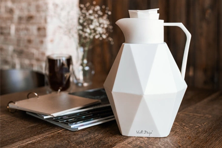 Vialli Design - Termos z wkładem szklanym 1L GEO biały