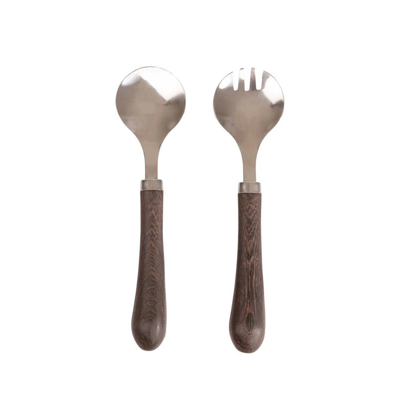 Sagaform - sztućce do sałatek, drewno wenge/stal nierdzewna, 23 cm Astrid