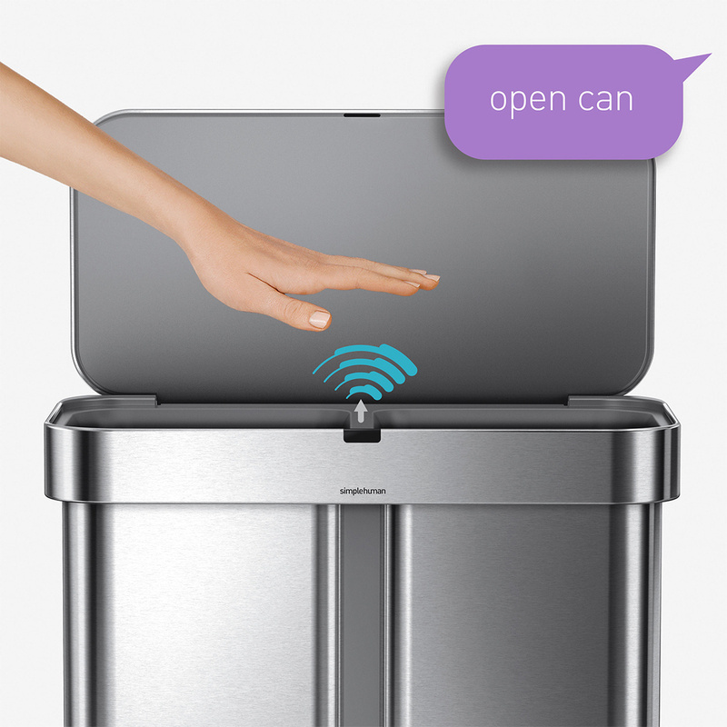 simplehuman - Kosz na śmieci 58L LINER POCKET RECYCLER - sensor