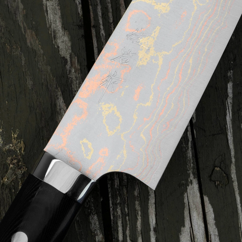 Takeshi Saji - Blue Steel Nóż Santoku ręcznie kuty 18 cm