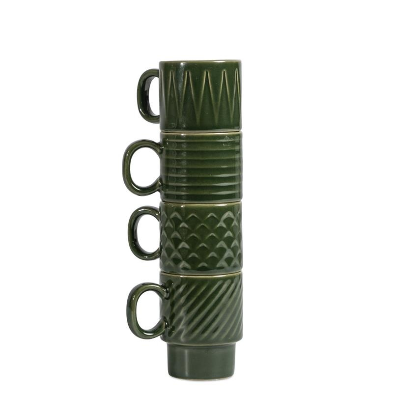 Sagaform - filiżanki do espresso, 4 szt., zielone, ceramika, 0,1 l Coffee & More