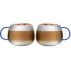 Vialli Design - Komplet 2 szklanek z niebieskim uchem 350 ml Tulip