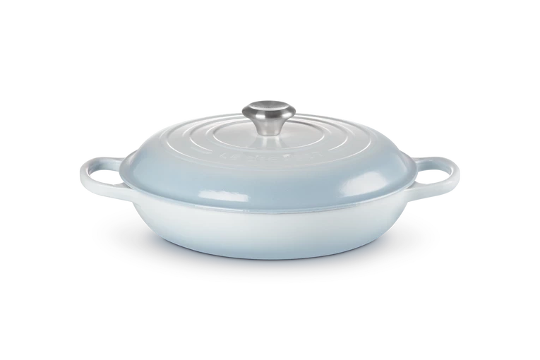 Le Creuset - patelnia głęboka z pokrywą żeliwna emaliowana Coastal Blue 30 cm
