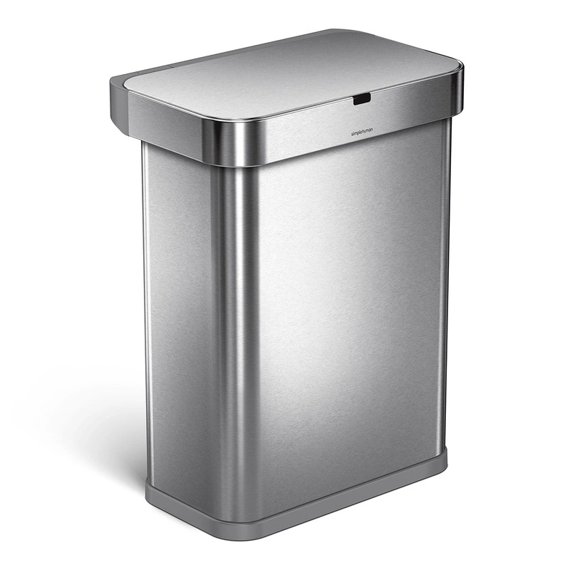 simplehuman - Kosz na śmieci 58L LINER POCKET stal matowa - sensor
