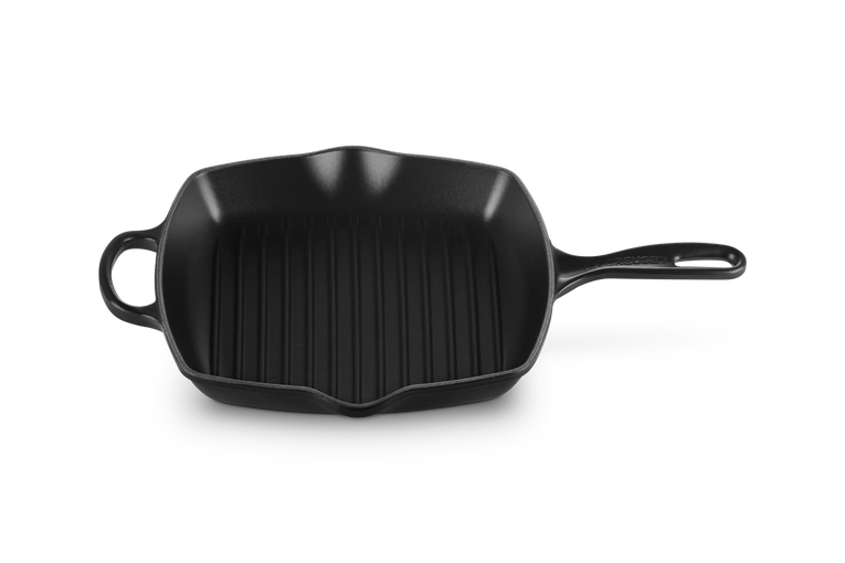Le Creuset - patelnia żeliwna grillowa z dwoma uchwytami 26 cm Czarny Mat