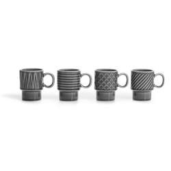 Sagaform - filiżanki do espresso, 4 szt., szare, ceramika, 0,1 l Coffee & More