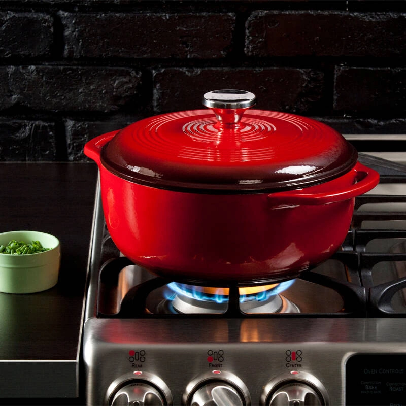Lodge - Garnek żeliwny emaliowany - czerwony 4,2L