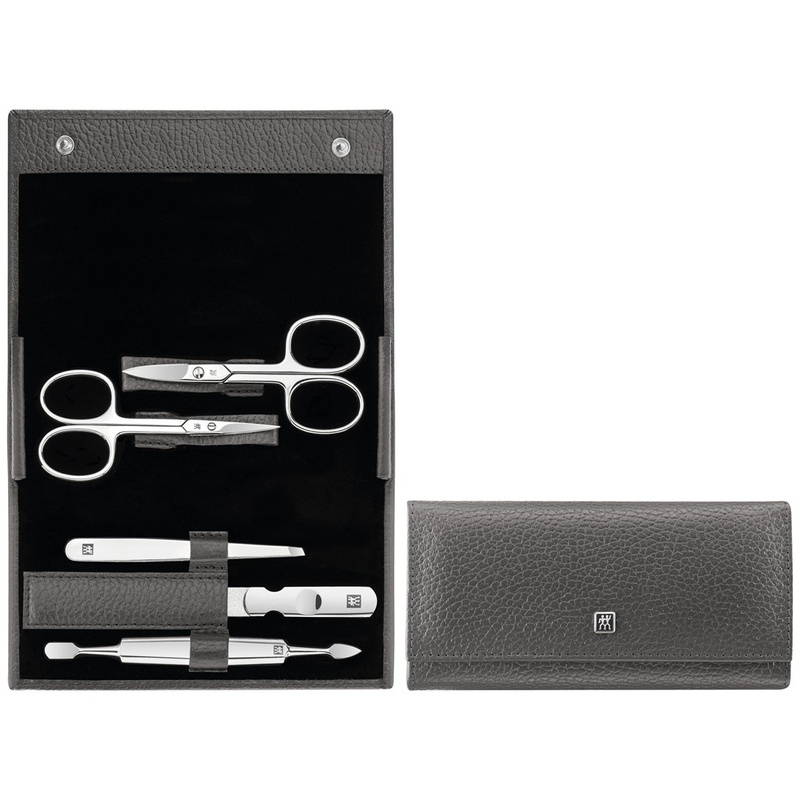 Zwilling - zestaw do manicure – antracytowe skórzane etui, 5 elementów Classic Inox