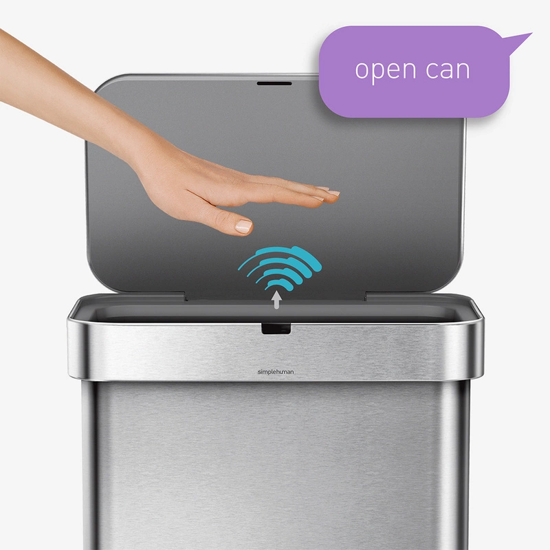 simplehuman - Kosz na śmieci 58L LINER POCKET stal matowa - sensor