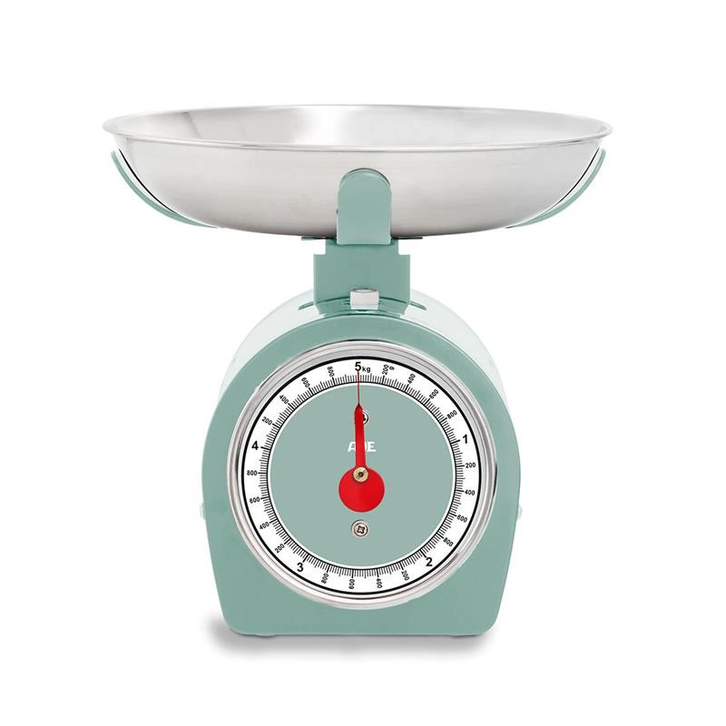ADE - mechaniczna waga kuchenna z miską, do 5 kg, 0,8 l, 20,5 x 20,5 x 20 cm, miętowa Shirley
