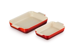 Le Creuset - Zestaw 2 szt prostokątnych naczyń do zapiekania wiśniowych
