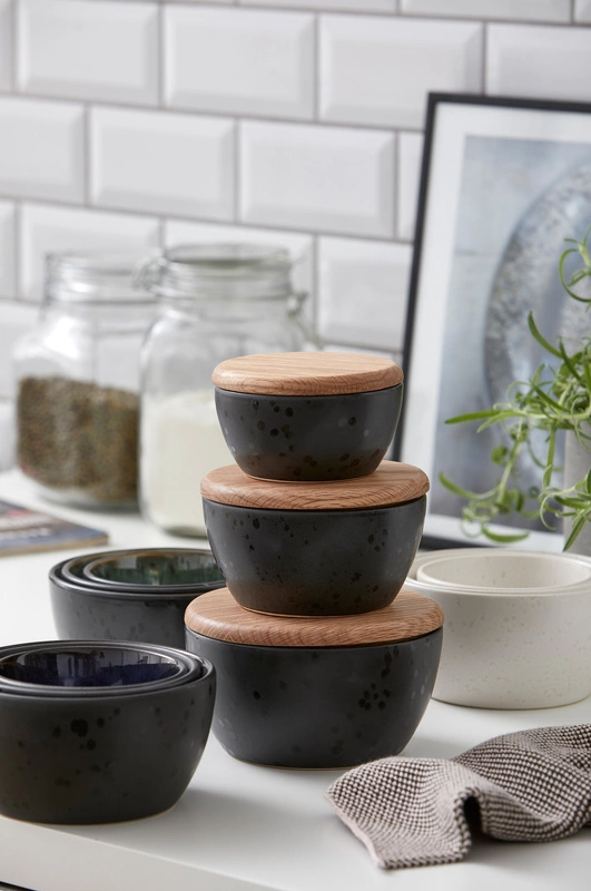 Bitz - Zestaw 3 sztuk misek z pokrywką Black/Dark blue