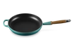 Le Creuset - patelnia żeliwna z drewnianym uchwytem 28 cm Bleu Riviera 
