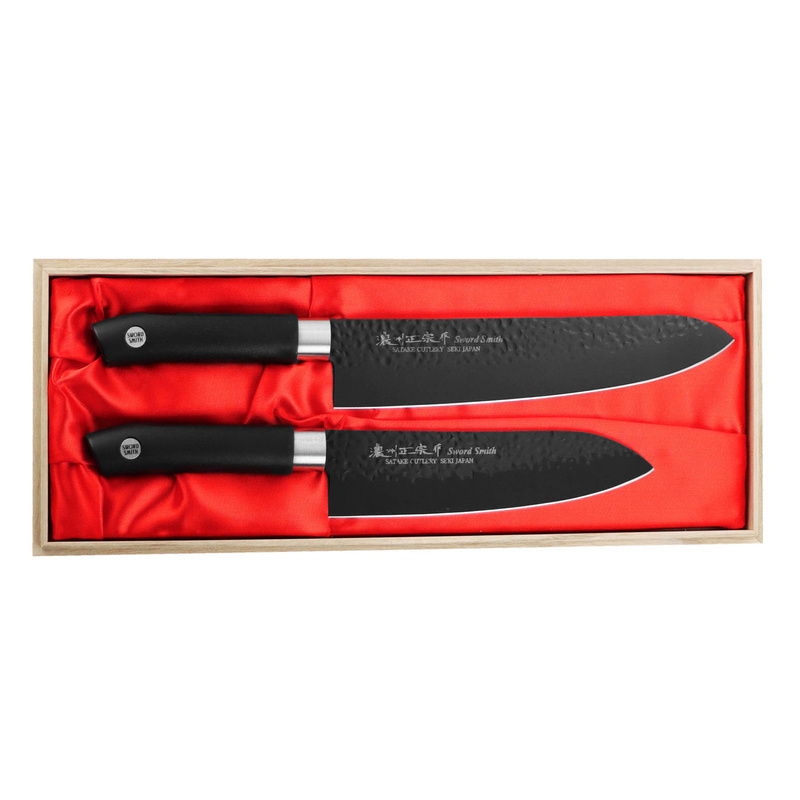 Satake - Swordsmith Black Zestaw Nóż Szefa + Santoku
