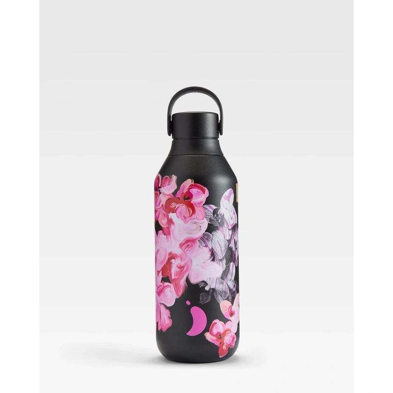 Chilly's Bottles - Butelka termiczna Chilly's | 500ml | Czarna z kwiatami