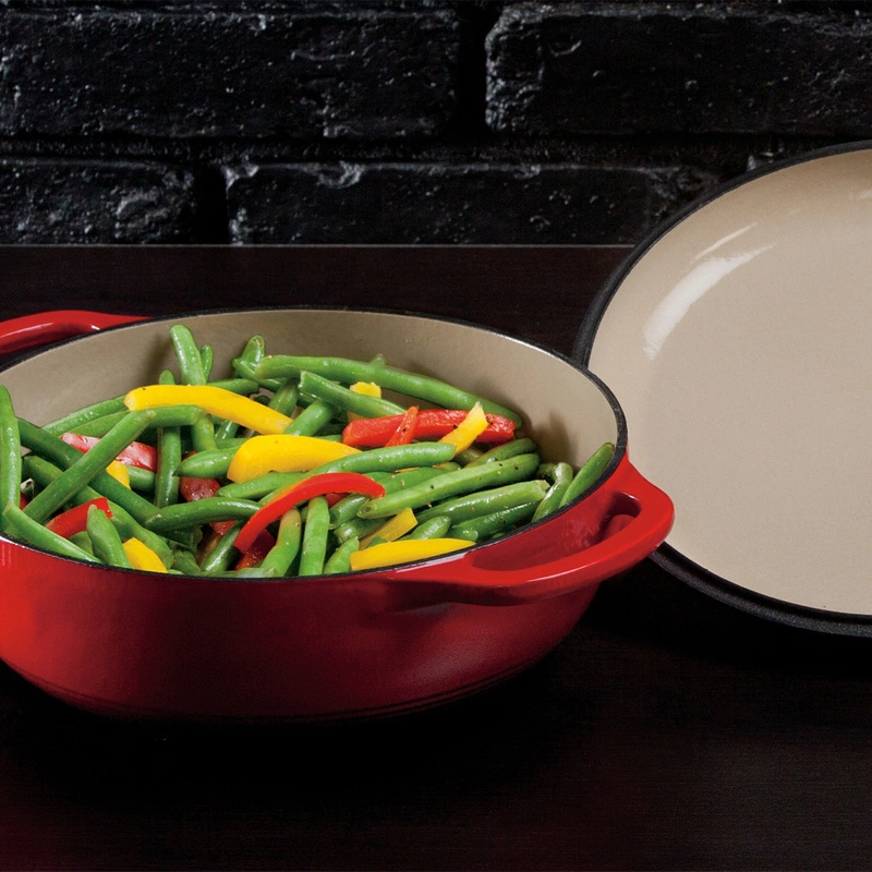 Lodge - Garnek żeliwny emaliowany - czerwony 2,8L