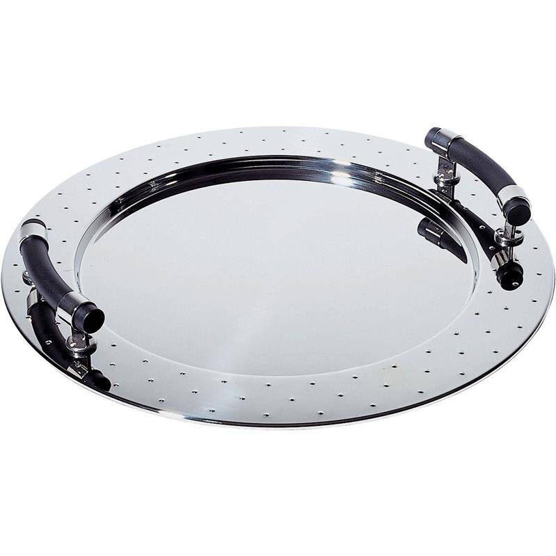 Alessi - okrągła taca, czarne uchwyty