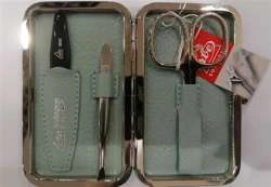 Erbe Solingen - Zestaw do manicure 3 cz. stal niklowana, miętowe, sztywne etui