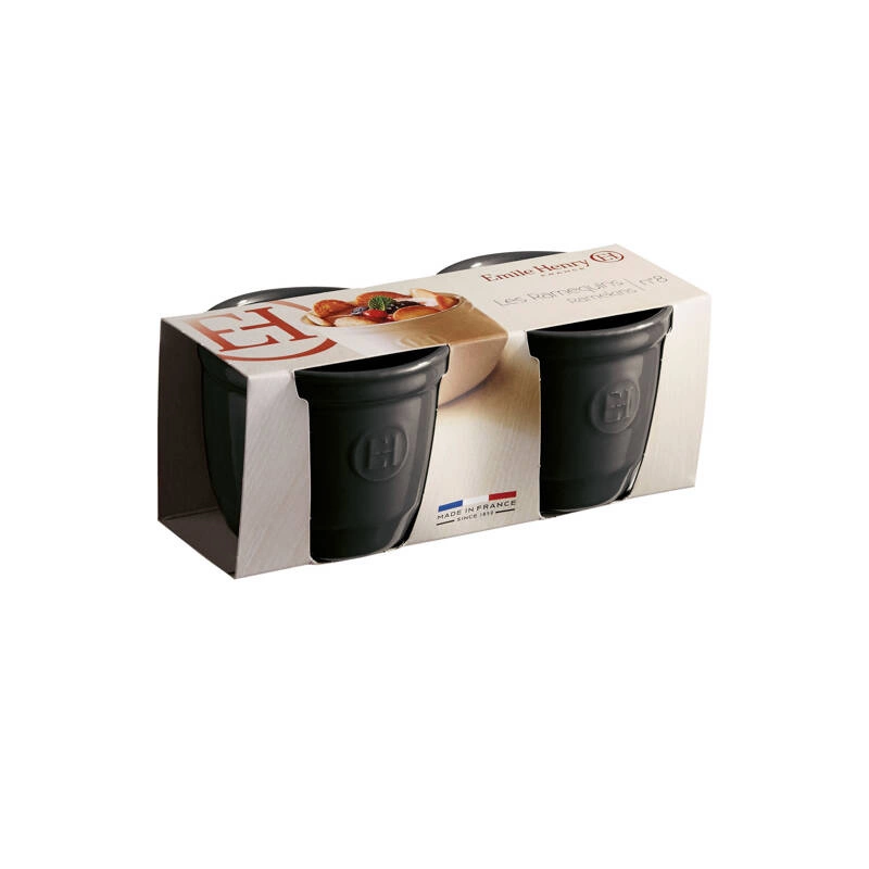 Emile Henry - Zestaw dwóch miseczek do zapiekania typu ramekin - N°8 - czarny