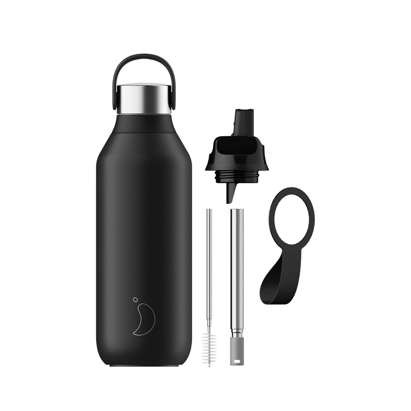 Chilly's Bottles - Butelka sportowa Chilly's 500 ml Czarny Series 2 Sport