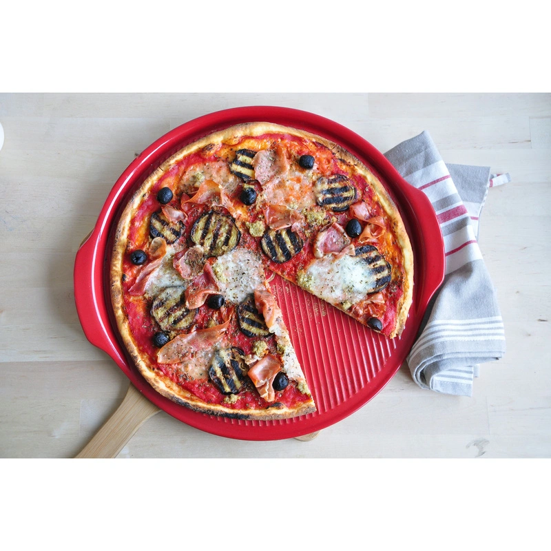 Emile Henry - Kamień do pizzy 37 CM - czerwony