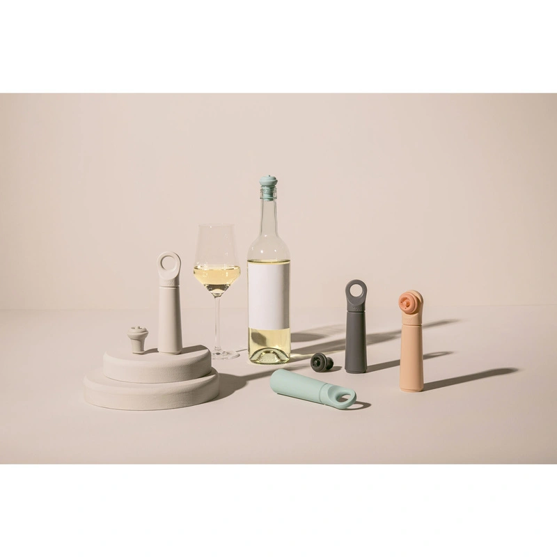 VacuVin - Zestaw do próżniowego zamykania wina (pompka próżniowa + 1 korek) Wine Saver Loop Graphite