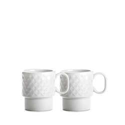Sagaform - filiżanki do kawy, 2 szt., białe, ceramika, 0,25 l, wys. 9 cm Coffee & More