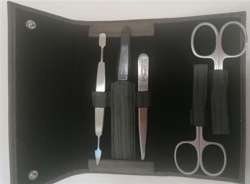 Erbe Solingen - Zestaw do manicure 5 cz. stal niklowana, grafitowe etui typu folder
