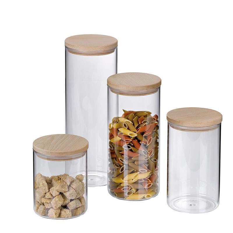 Kela - pojemnik kuchenny, szkło borokrzemowe, drewniana pokrywka, śred.10 cm, wys.17,5 cm, 1,0 l Amelie