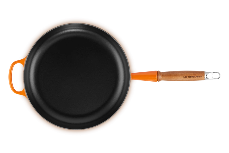 Le Creuset - patelnia żeliwna z drewnianym uchwytem 28 cm Płomienna