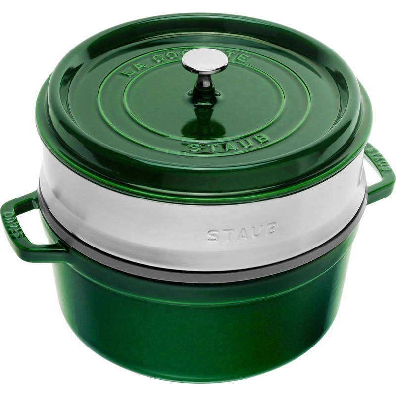 Staub - garnek brytfanna żeliwna z wkładem do gotowania na parze zielona 4,6 l 26 cm