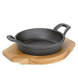 Kuchenprofi - mini patelnia do serwowania z podstawką, 24 x 18,5 x 5,5 cm, żeliwo/drewno sosnowe