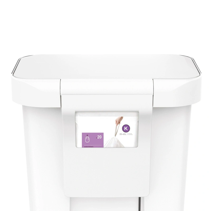simplehuman - Kosz na śmieci pedałowy Liner Pocket, 45 l; biały