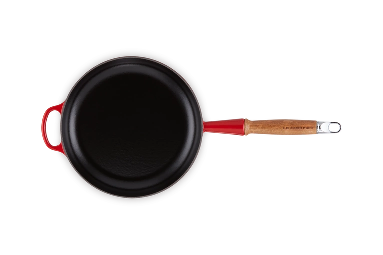 Le Creuset - patelnia żeliwna z drewnianym uchwytem 24 cm wiśniowa