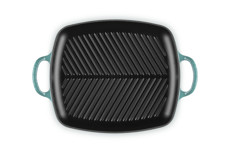 Le Creuset - patelnia żeliwna grillowa z dwoma uchwytami 30 cm bleu riviera