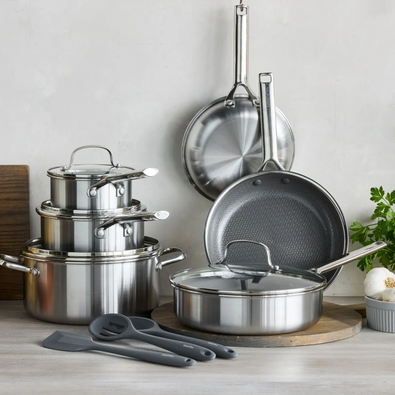 GreenPan - Patelnia głęboka stal z powłoką ceramiczną Apex Collection 24 cm z pokrywką