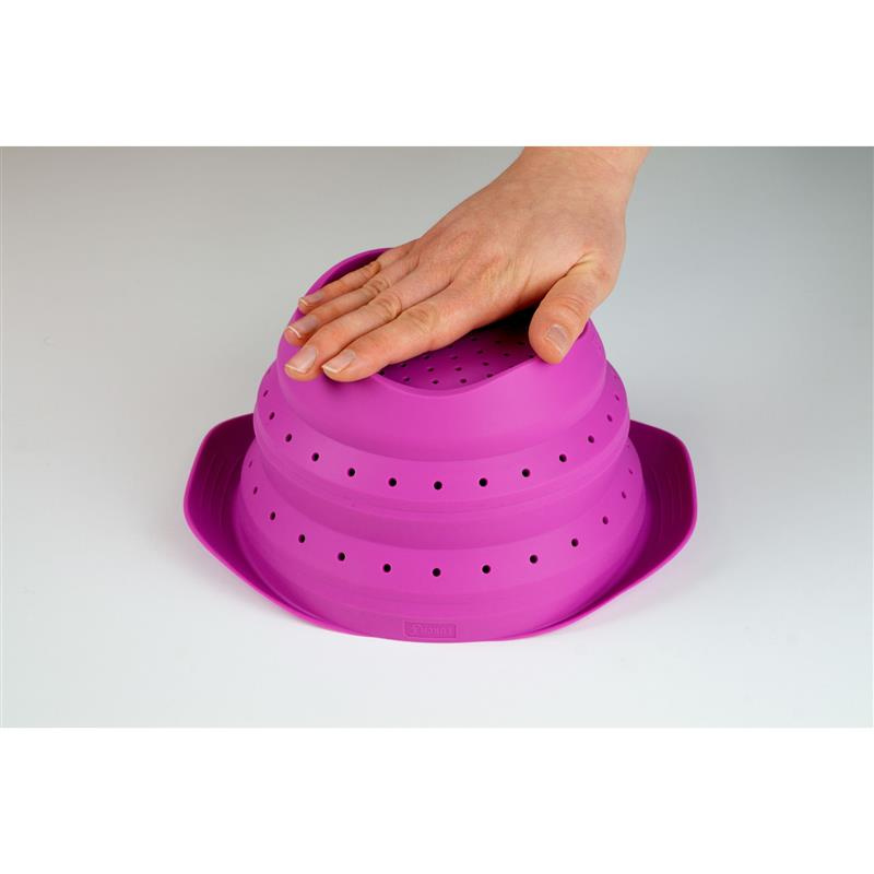 Lurch - cedzak składany, silikon, 19 x 22 x 3,5 cm, 2,0 l, różowy