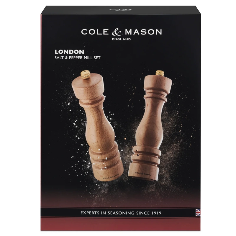 Cole & Mason - Zestaw młynków do soli i pieprzu London Natural Beech 22 cm