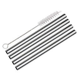 Cilio - szerokie słomki do napojów, 4 szt., stal nierdzewna, śred. 0,8 x 14 cm Steel Piccolo