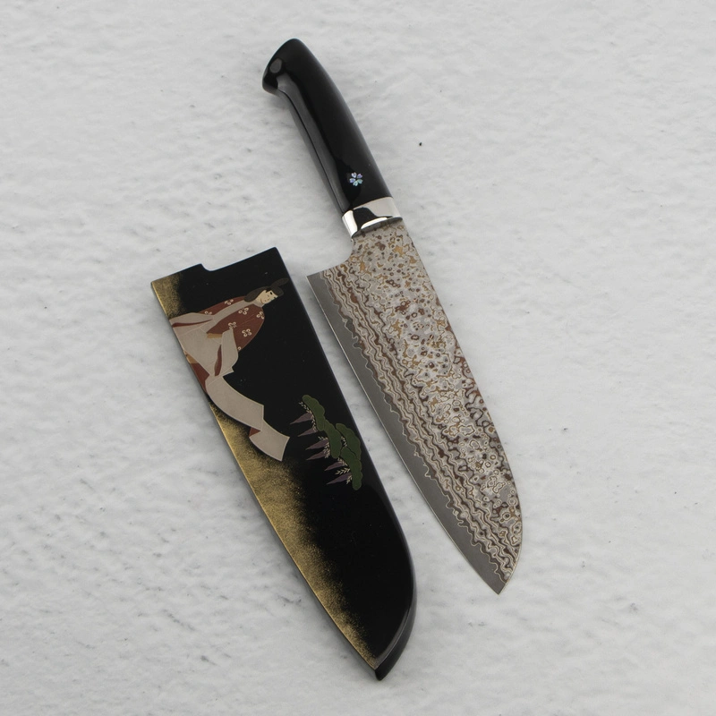 Takeshi Saji - Art Black Color VG-10 Nóż Santoku 18 cm