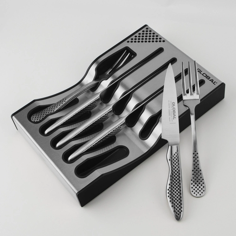 Global - Zestaw noży do steków dla 4 osób z bazą Dock Steak Set