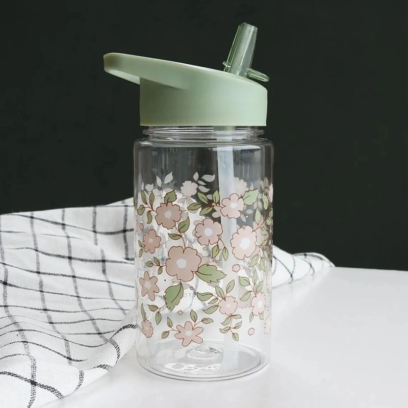 A Little Lovely Company - Butelka z ustnikiem dla dzieci BLOSSOMS SAGE 450 ml
