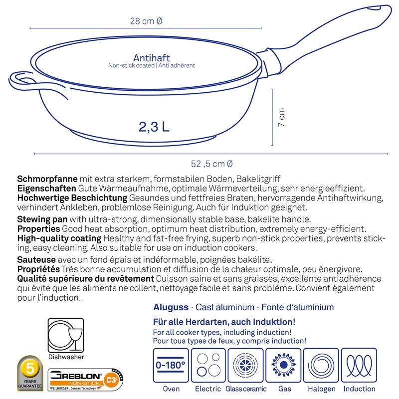 Kela - głęboka patelnia, 2,3 l, śred. 28 cm Kerros