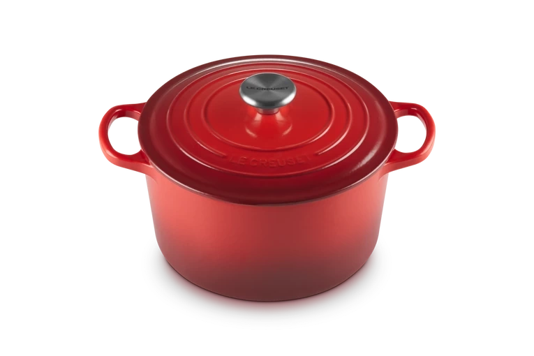 Le Creuset - garnek żeliwny emaliowany Signature okrągła 24 cm 5 l wiśniowy