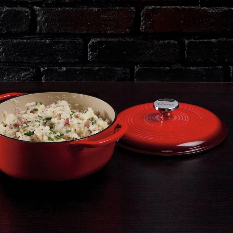 Lodge - Garnek żeliwny emaliowany - czerwony 4,2L