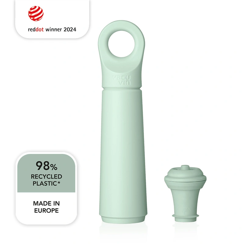 VacuVin - Zestaw do próżniowego zamykania wina (pompka próżniowa + 1 korek) Wine Saver Loop Jade