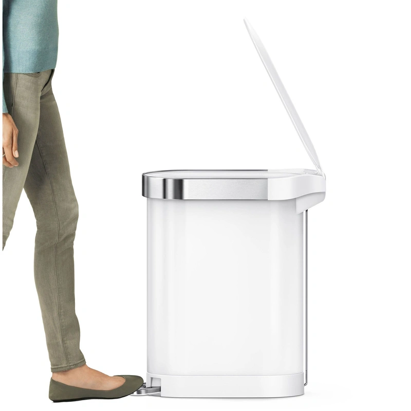 simplehuman - Kosz na śmieci 45L pedałowy SLIM - biały