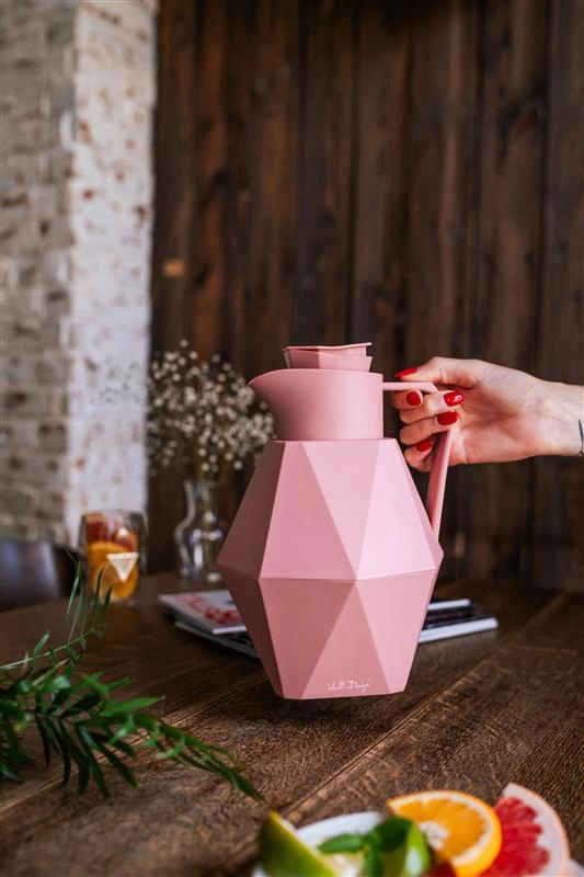 Vialli Design - Termos z wkładem szklanym 1L GEO różowy